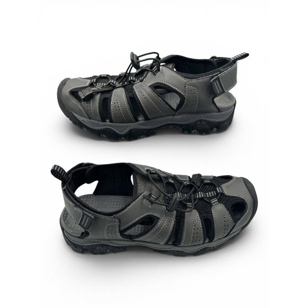 Eddie Bauer Stewart Bump Toe Fisherman Leather Hiking Sport Sandals Sz 9 Gray